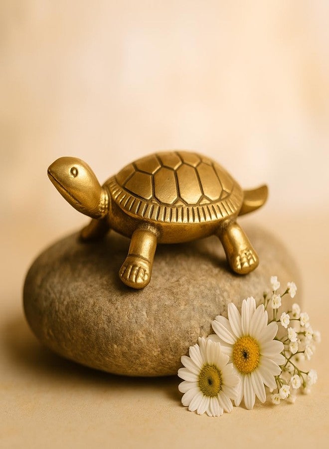 PUYANGAM Pure Brass Tortoise with Plate for Vastu, Feng Shui, Home Decor and Gift | Handmade Decorative Turtle Plate | Traditional Indian Handicraft | Made in India - Image 2