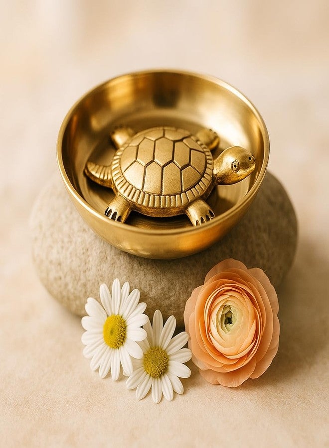 PUYANGAM Pure Brass Tortoise with Plate for Vastu, Feng Shui, Home Decor and Gift | Handmade Decorative Turtle Plate | Traditional Indian Handicraft | Made in India - Image 3