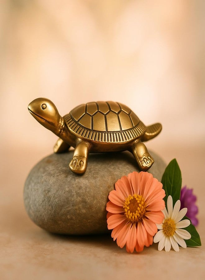 PUYANGAM Pure Brass Tortoise with Plate for Vastu, Feng Shui, Home Decor and Gift | Handmade Decorative Turtle Plate | Traditional Indian Handicraft | Made in India - Image 4