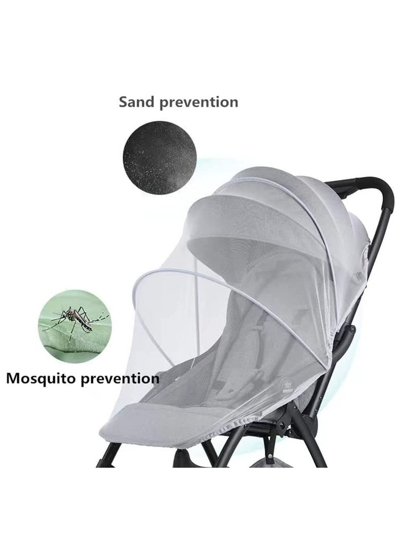 Universal Foldable Mosquito Net and Storage Bag for Baby Strollers with Zipper - Breathable Sun Cover and Mesh Protection for Car Seats, Bassinets, Cradles, and Cribs (White) - Image 3