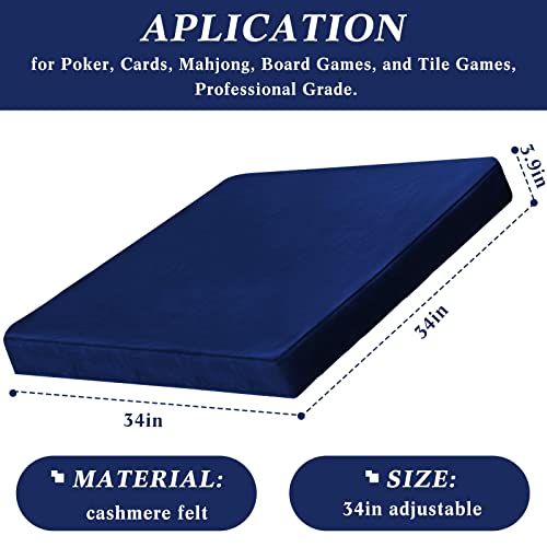 Frienda Game Table Cover Felt Game Tablecover Folding Tablecloth for Card for Playing Poker Cards Mahjong Puzzles Board Games, Table Not Included(Blue,34 x 34 x 4 Inch) - Image 2