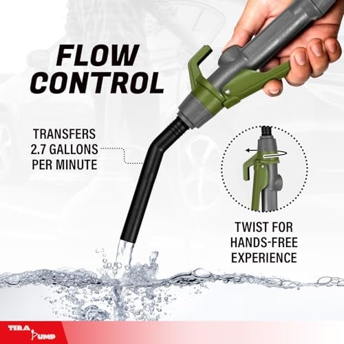 TERA PUMP Next Gen. 2x More Powerful Rechargeable Battery Liquid Transfer Pump (Up to 20% Faster Flow, 10.3 Liter/Min) Precise Nozzle Extra Long 10-ft. Hose for E85, Gas, Diesel, Kerosene and more - Image 4