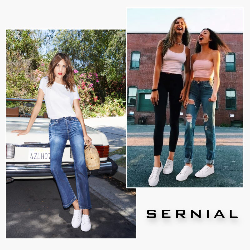 SERNIAL Womens White Tennis Shoes PU Leather Sneakers Casual Walking Shoes for Women(White,US6.5) - Image 5