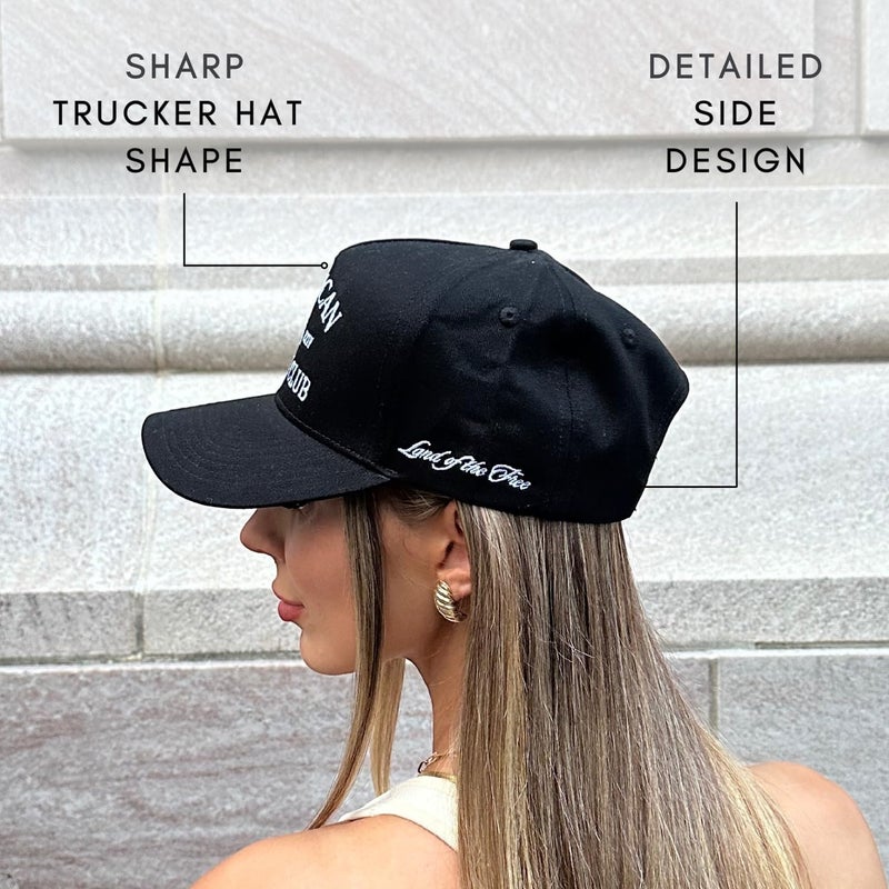 CITRUSY Vintage Western Trucker Hat | Men & Women | Embroidered Trendy Caps | Country Cute Hats for Cowgirls & Cowboys | Camo Denim Cotton Styles | Snapback Hat (American Cowboy | Black) - Image 5
