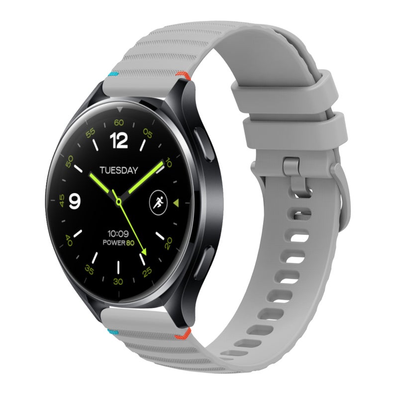 erorex For Xiaomi Watch 2 Wavy Dotted Stitched 22Mm Silicone Watch Band(Gray) - Image 1
