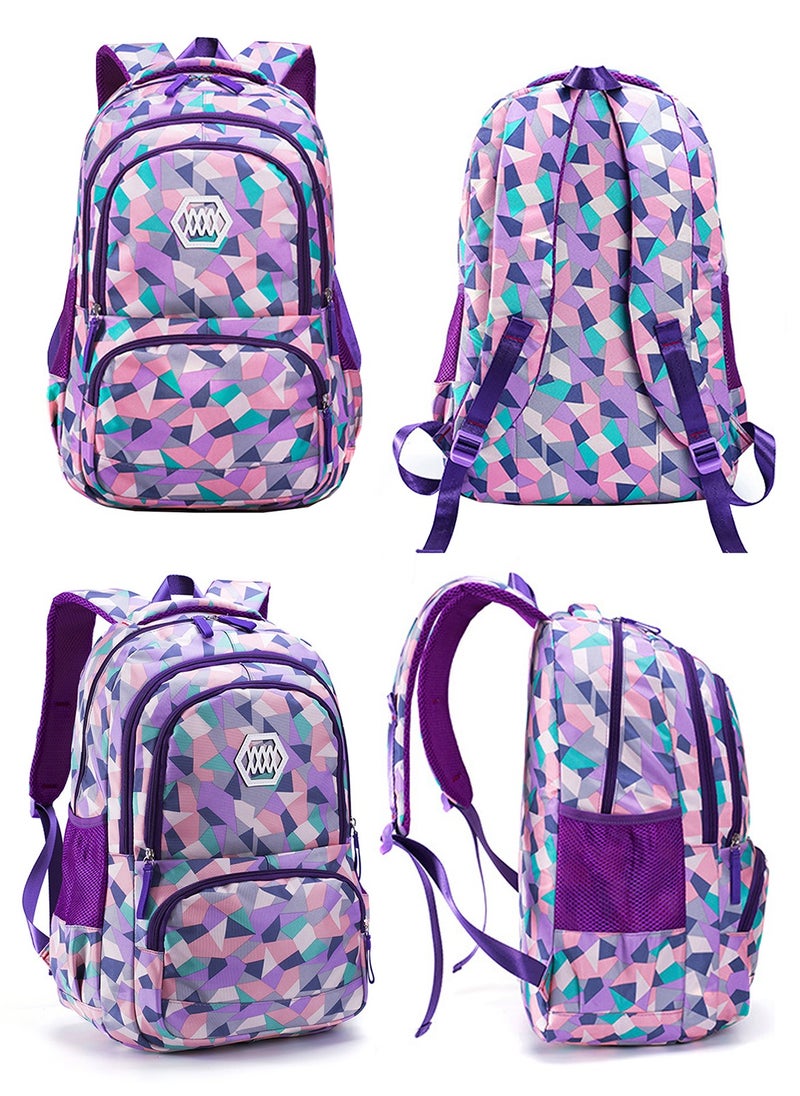 Generic 3Pcs Backpack Set School Bag with Lunch Box Pencil Case, Large Capacity Plaid Print Backpack for Primary Junior High school Teens Girls Students  - Image 2