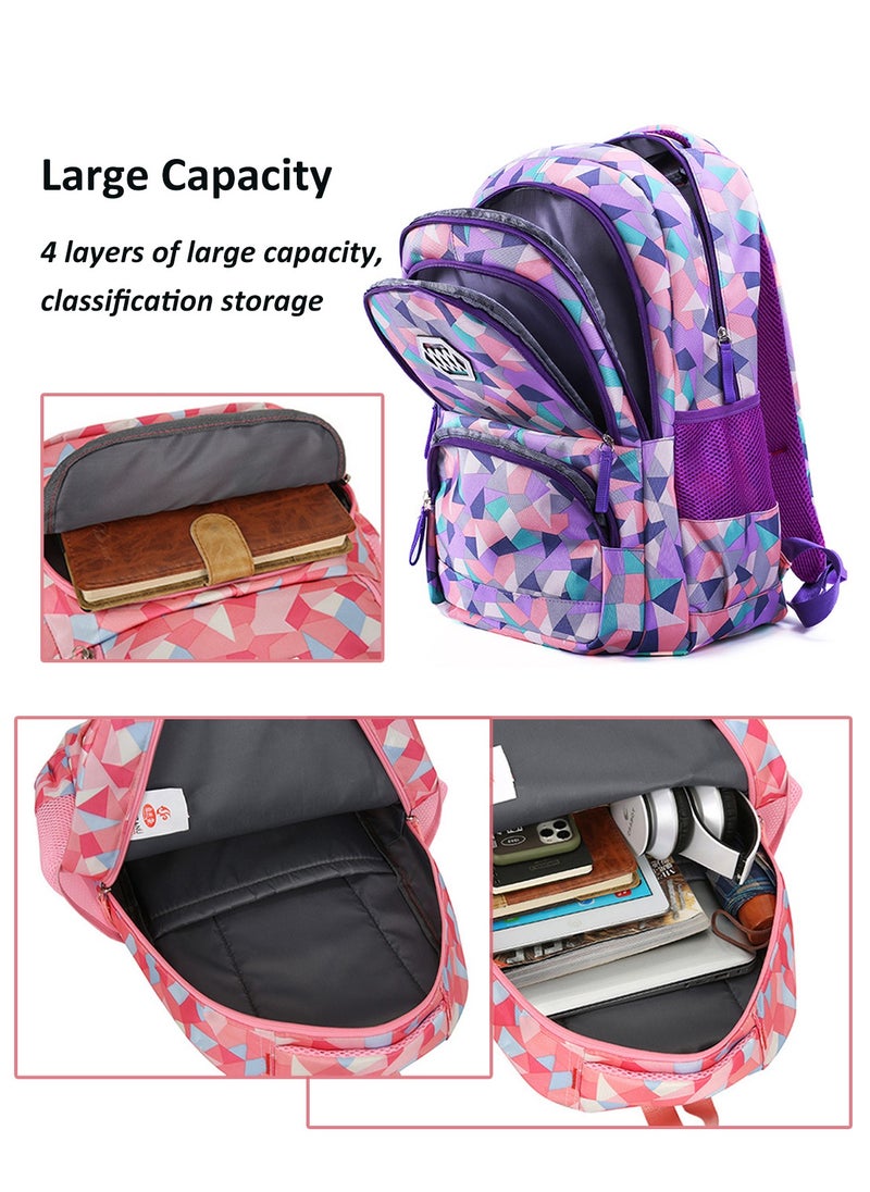 Generic 3Pcs Backpack Set School Bag with Lunch Box Pencil Case, Large Capacity Plaid Print Backpack for Primary Junior High school Teens Girls Students  - Image 5
