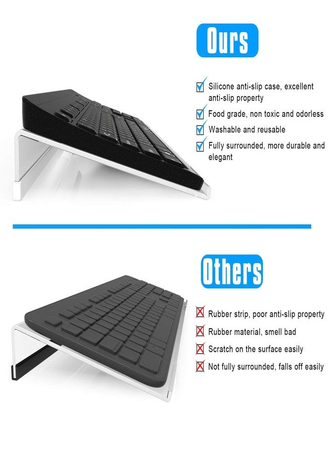 Richboom Clear Acrylic Tilted Computer Keyboard Holder for Easy Ergonomic Typing, Upgraded Version, Keyboard Stand with Silicone Anti-Slip Case for Office Desk, Home, School, Clear - Image 3