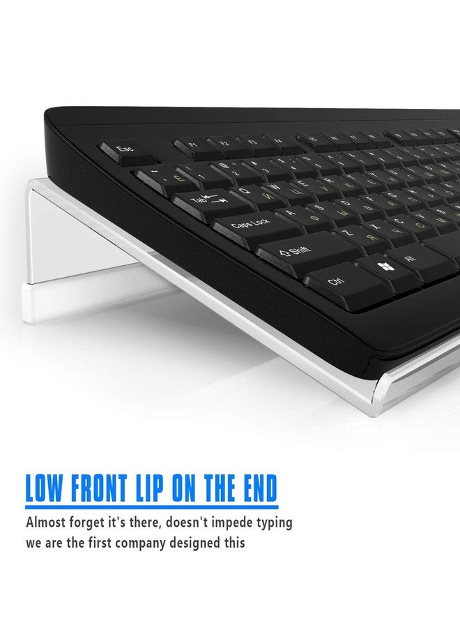 Richboom Clear Acrylic Tilted Computer Keyboard Holder for Easy Ergonomic Typing, Upgraded Version, Keyboard Stand with Silicone Anti-Slip Case for Office Desk, Home, School, Clear - Image 4