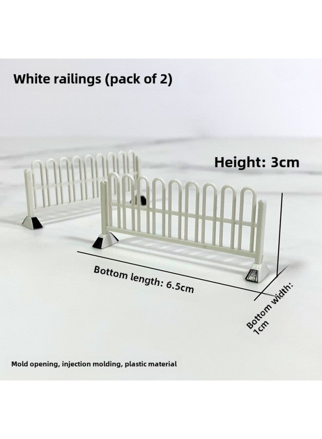 Loquat Speed Bump Traffic Light Parking Garage Road Cone Car Model Toy Scene Ornaments Signs License Plate Underground-Color:White Railings - Image 1