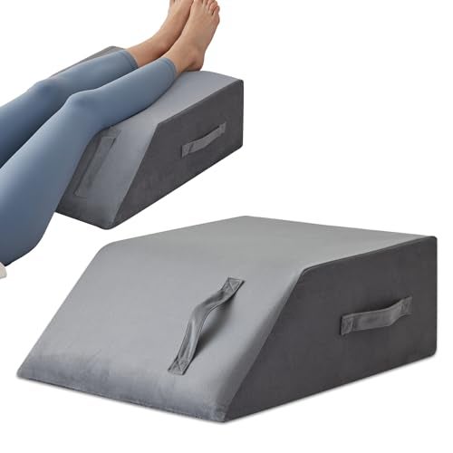MEGCXIT Leg Pillow Elevation Blood Circulation, Leg Wedge for Elevation for Swelling, Leg Elevating Pillow for After Surgery, Memory Foam Foot Knee Pillow for Back Sleeping 24×22×8 Inch Grey Plush - Image 1