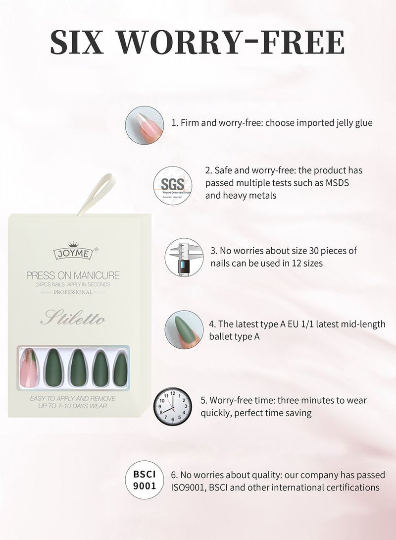 JOYME 24 Pcs Fake Nail Tip Set Nail Stylish Easy to Use Art Design for Salons and DIY with 72 Pcs Nail Adhesive Glue Tapes and Mini Nail File and Manicure Mini Stick for Women - Image 5