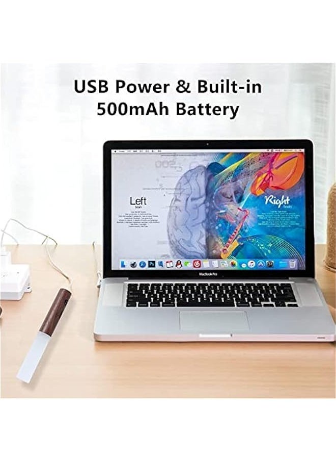 ماركة غير محددة - إضاءة بيئية LED PIR مع حساس الحركة، مصباح خزانة USB قابل للشحن، مصباح طاولة خشب الجوز لغرفة النوم - Image 1