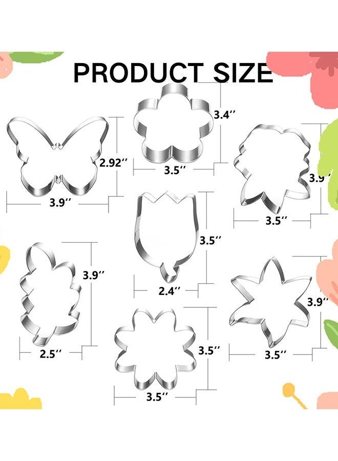 7 Pieces Flower and Leaf Cookie Cutter Set Daisy Lily Rose Tulip Oak Leaf and Butterfly Fondant Biscuit Cutter for Ramadan Eid al-Fitr Baking Festive Gatherings Baking Lovers Family - Image 2