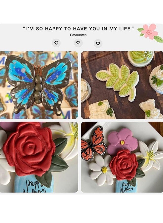 7 Pieces Flower and Leaf Cookie Cutter Set Daisy Lily Rose Tulip Oak Leaf and Butterfly Fondant Biscuit Cutter for Ramadan Eid al-Fitr Baking Festive Gatherings Baking Lovers Family - Image 3