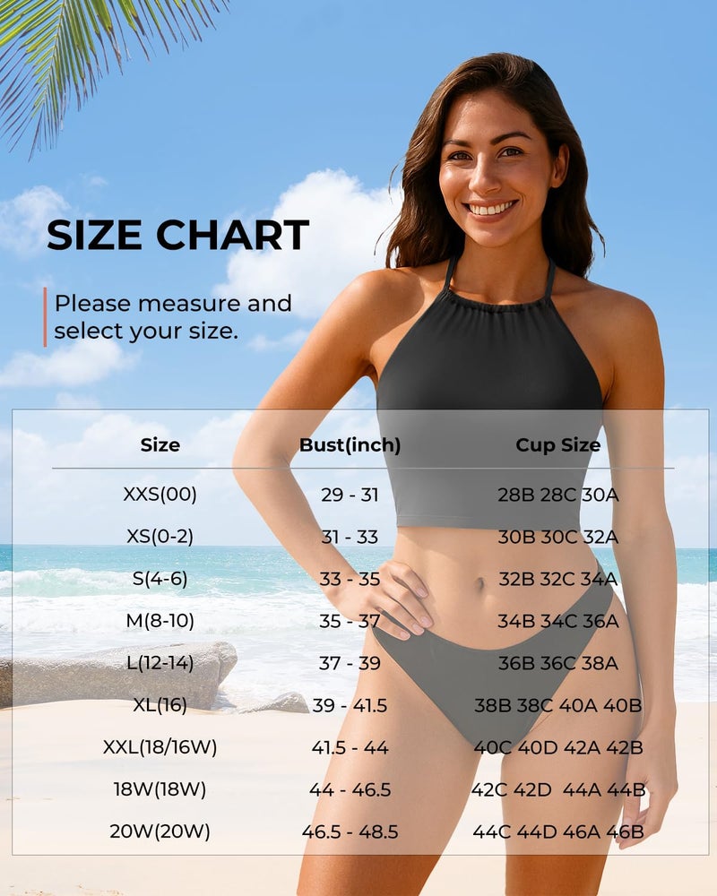 Tempt Me Women Swim Top - High Neck Bikini Top Only Halter Swimsuit Bathing Suit 2026 Black M - Image 5