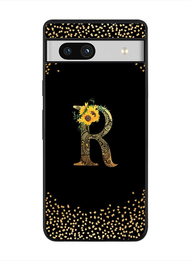 Stylizedd Cover for Google Pixel 7a 5G Case , Rugged Black Slim fit Phone Cases   - Custom Monogram Initial Letter Mandala Floral Pattern Alphabet-R (Black) - Image 1