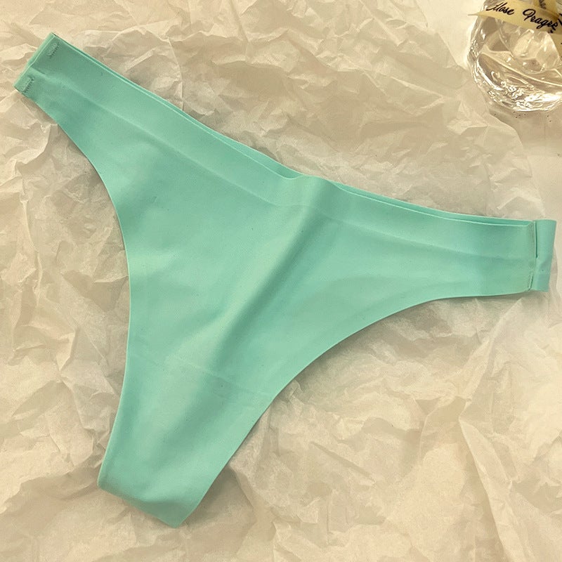 Seamless Ice Silk Underwear For Women, Low-Waisted Thin Breathable Cotton Crotch Women'S Triangle Thong Sale - Image 1