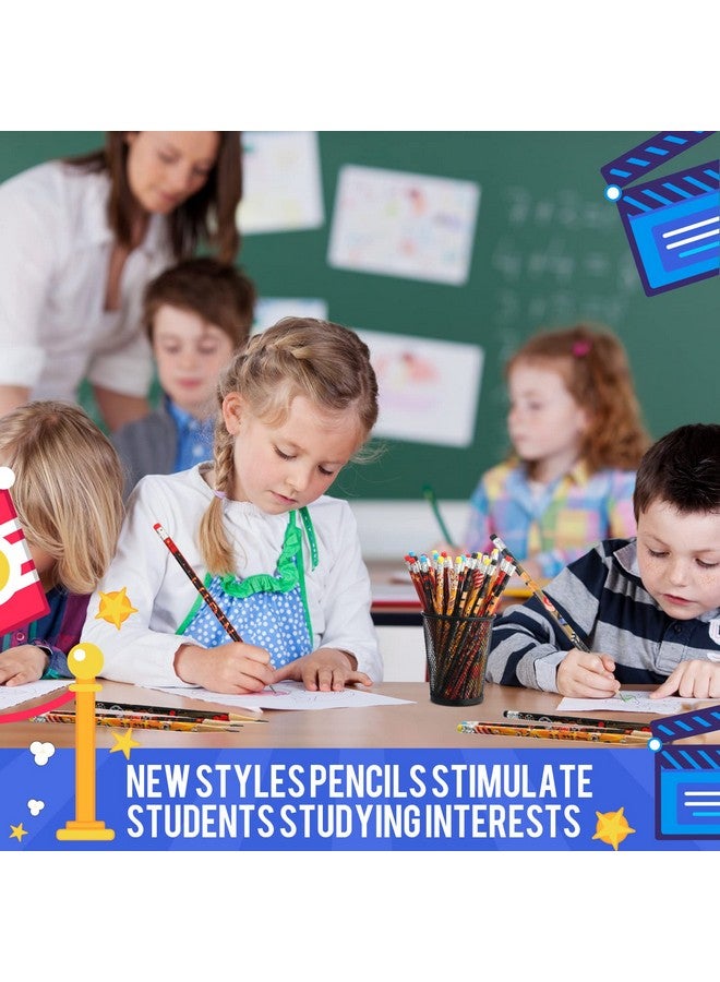 شير 36 قطعة من أقلام الرصاص ليلة الفيلم مع ممحاة أقلام الرصاص للعطلات بكميات كبيرة هدايا حفلات ليلة الفيلم للأطفال جائزة الكرنفال للطلاب هدايا الفصل هدايا عيد الميلاد هدايا الحفلات 4 أنماط - Image 4