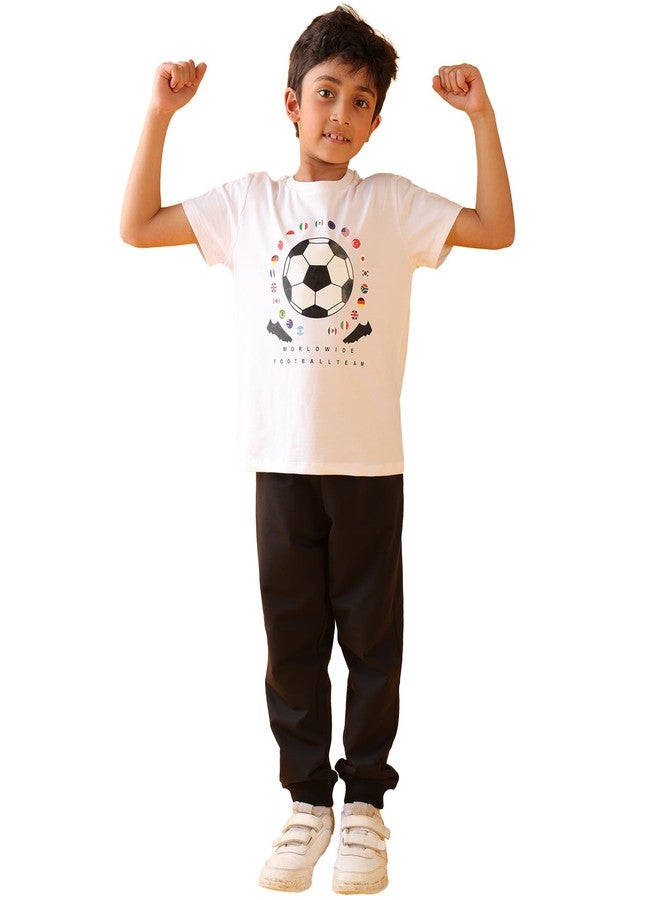 انثريلو طقم رياضي صيفي أسود للأولاد من أنثريلو لكرة القدم - أبيض/أسود - Image 1