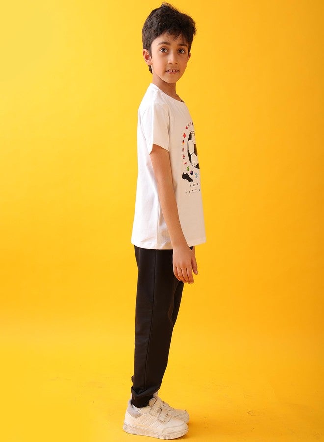 انثريلو طقم رياضي صيفي أسود للأولاد من أنثريلو لكرة القدم - أبيض/أسود - Image 3