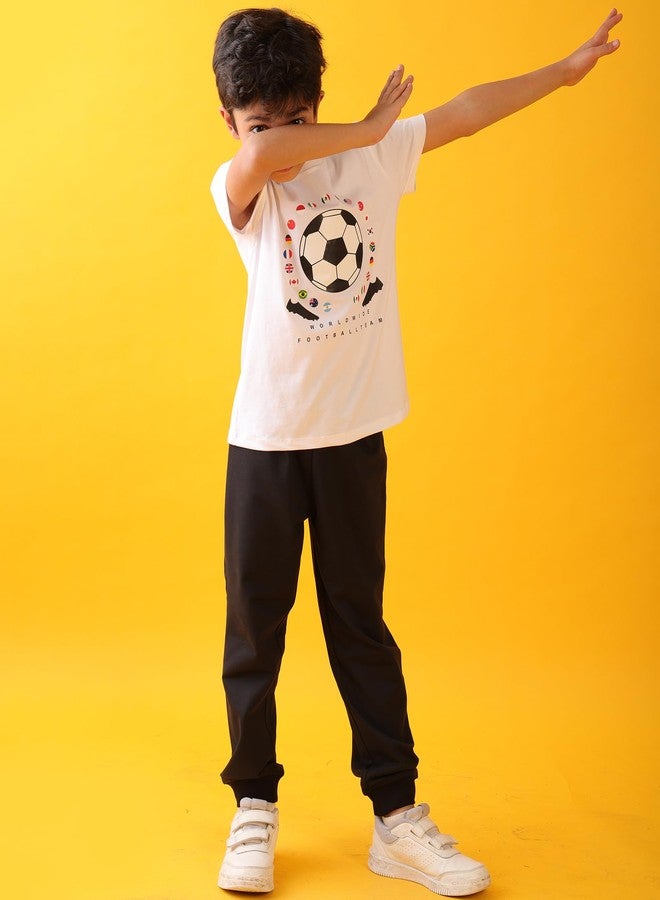 انثريلو طقم رياضي صيفي أسود للأولاد من أنثريلو لكرة القدم - أبيض/أسود - Image 5