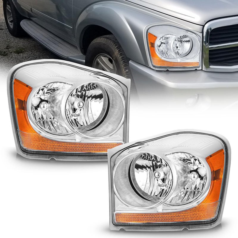 WEELMOTO Halogen Headlights for 20042005 Dodge Durango Headlight Assembly Pair Replacement for 0405 Durango Chrome Housing