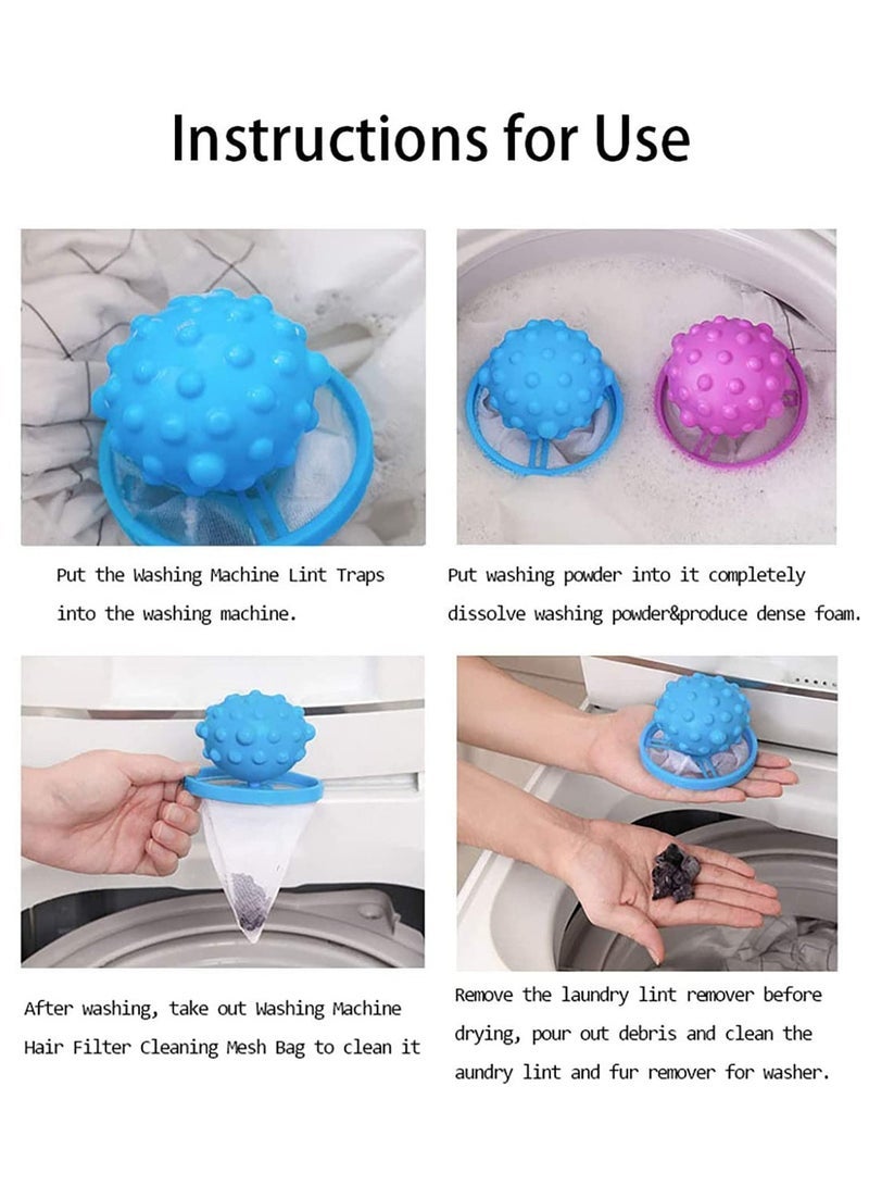 Washing Machine Floating Lint Mesh Bag, Floating Pet Hair Lint Mesh Remover, Washing Machine Lint Traps, Hair Filter Net Pouch Washer Hair Catcher for Household Tool 6Pcs - Image 5