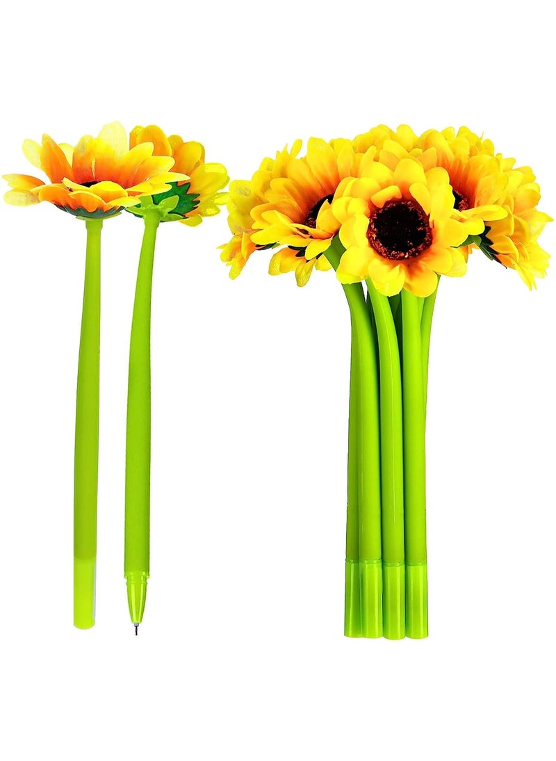 Generic Sunflower Pens, Creative Sunflower Gel Ink Pen, Artificial Flowers Ballpoint Pens, 0.5 mm Flower Writing Pen for School Office Home  (12 Pcs)  - Image 1