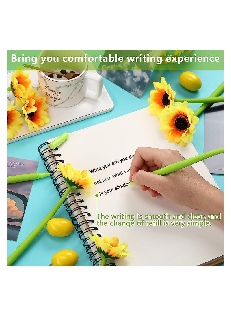 Generic Sunflower Pens, Creative Sunflower Gel Ink Pen, Artificial Flowers Ballpoint Pens, 0.5 mm Flower Writing Pen for School Office Home  (12 Pcs)  - Image 2