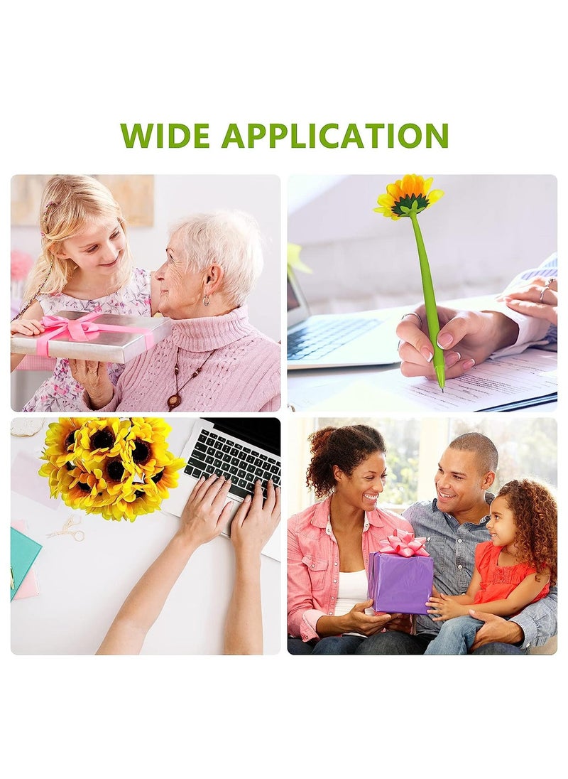 Generic Sunflower Pens, Creative Sunflower Gel Ink Pen, Artificial Flowers Ballpoint Pens, 0.5 mm Flower Writing Pen for School Office Home  (12 Pcs)  - Image 5