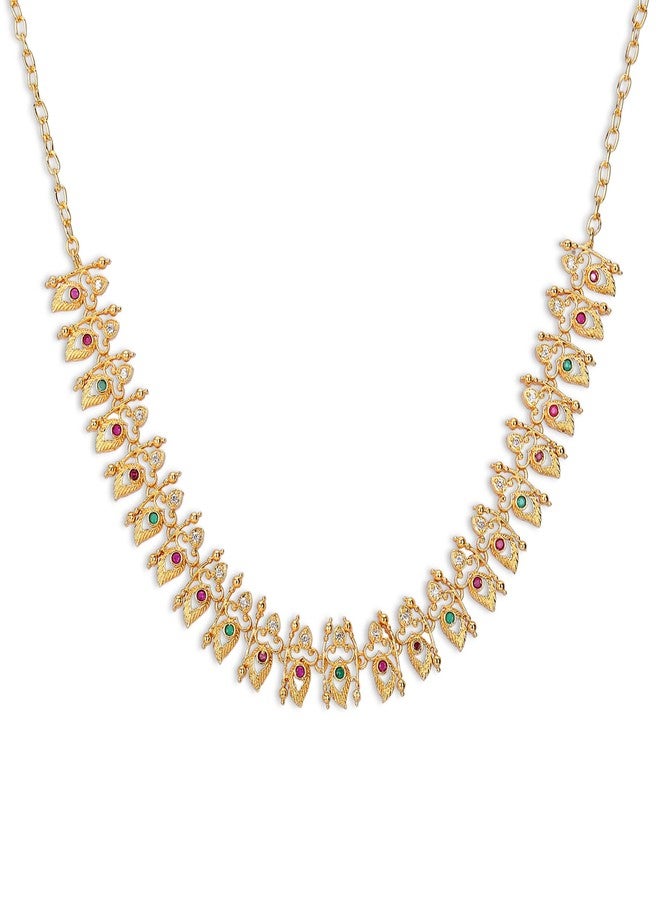 Thrillz gold plated traditional ad oxidised necklace set jewellery for women stylish anti tarnish choker neckpieces accessories gift for woman, girls, ladies, wife & girlfriend (Design 3) - Image 1