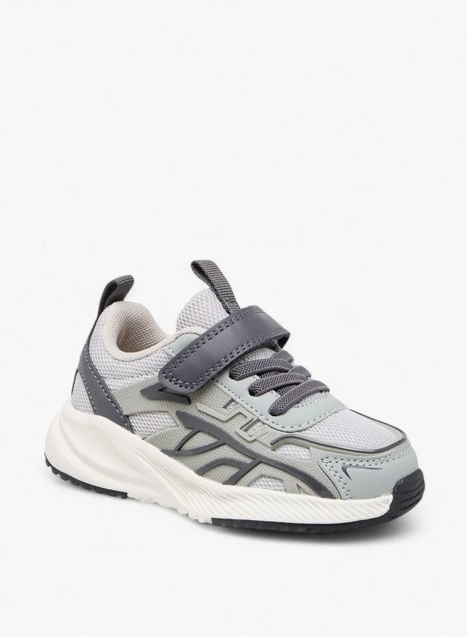 جونيورز Boys Panelled Sneakers with Hook and Loop Closure