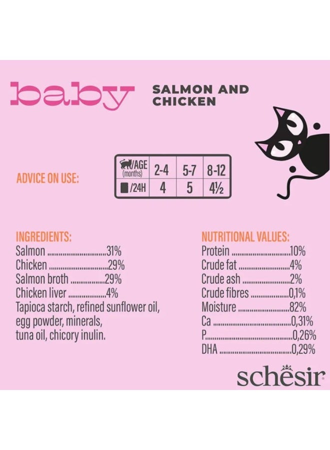 Schesir Baby Kitten Mousse with Salmon and Chicken, 70g - Grain-Free Wet Food for Kittens 2+ Months, with DHA and Taurine for Brain and Eye Development - Image 5