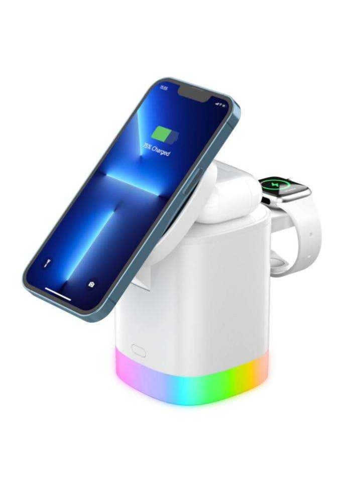 EVEREEN - 3-in-1 Magnetic Charging Dock With Foldable Stand And Night Illumination Non-Waterproof ABS Wireless Charger For iPhone 15/14/13/12 Pro/Max/Plus And Apple Watch Series 2-9 15W Fast Charging Power Co - Image 1