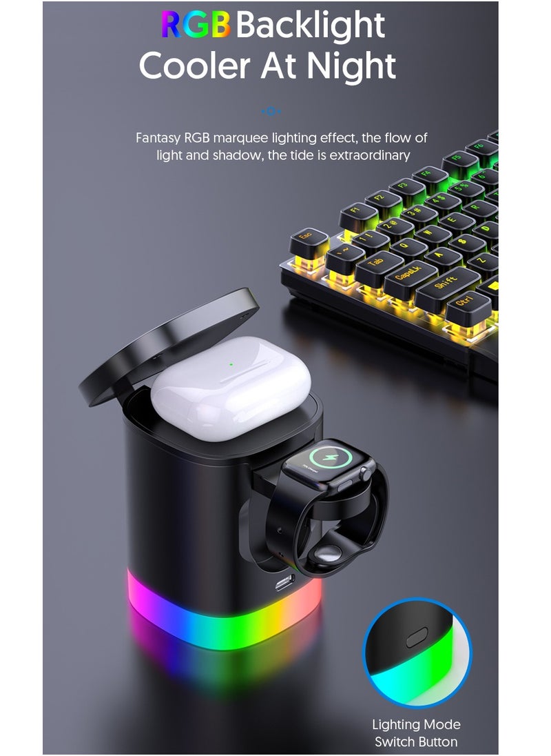 EVEREEN - 3-in-1 Magnetic Charging Dock With Foldable Stand And Night Illumination Non-Waterproof ABS Wireless Charger For iPhone 15/14/13/12 Pro/Max/Plus And Apple Watch Series 2-9 15W Fast Charging Power Co - Image 1