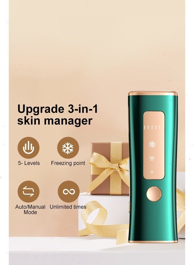 Laser Hair Removal, IPL Laser Hair Removal Device for Women & Men, Safe at-Home Nearly Painless  Ice-Cooling Contact, Long-Lasting Result for Full Body & Face Green - Image 2