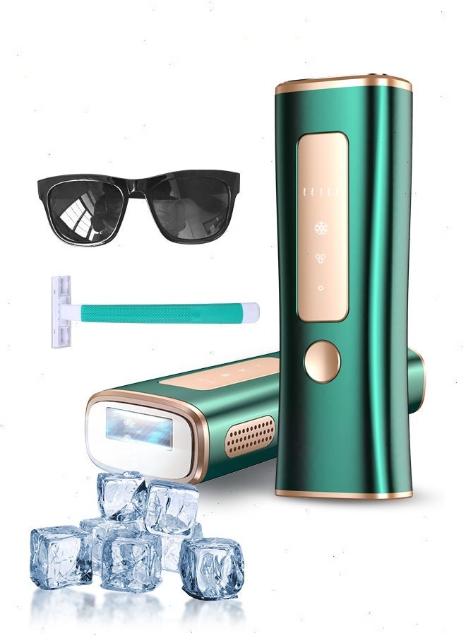 Laser Hair Removal, IPL Laser Hair Removal Device for Women & Men, Safe at-Home Nearly Painless  Ice-Cooling Contact, Long-Lasting Result for Full Body & Face Green - Image 1