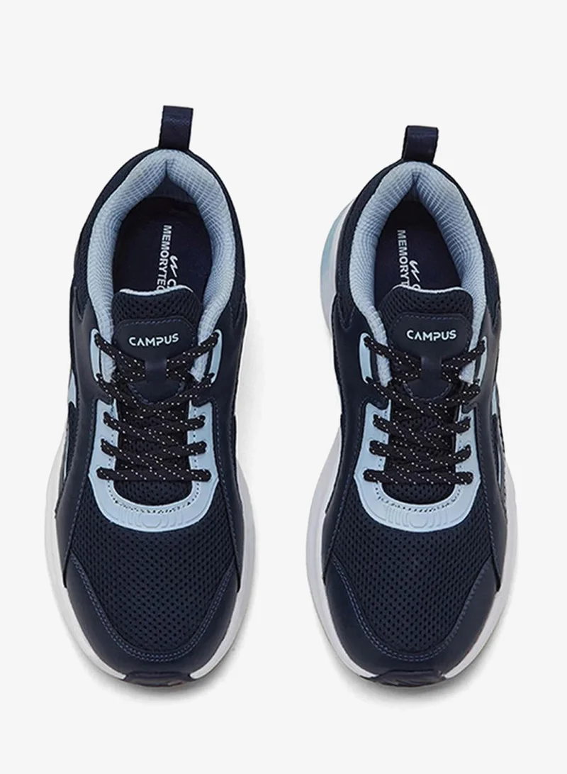 Campus Women Stream Memory Foam Lace-Up Sneakers-Navy