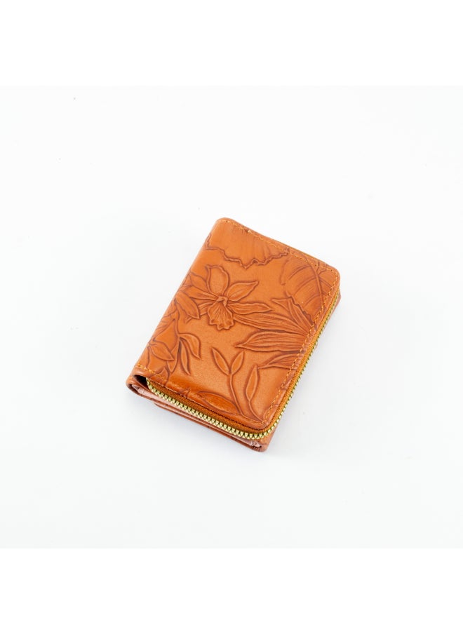 Generic Leather Flip Wallet & Card Holder with Multiple  Pockets and Zipped Pocket Brown  - Image 2