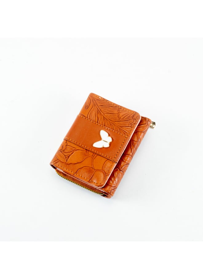 Generic Leather Flip Wallet & Card Holder with Multiple  Pockets and Zipped Pocket Brown  - Image 1