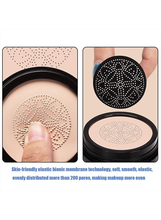 Nenrte Mushroom Head Air Cushion CC Cream, CC Cream Foundation, Moisturizing BB Cream Foundation Long-Lasting Coverage of Blemishes, Matte Even Skin Tone Nude Makeup Base Primer(02#, Natural)  - Image 5