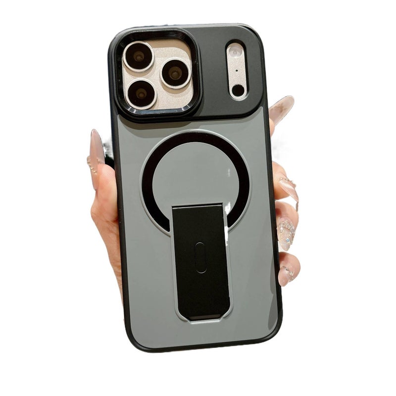 PC MagSafe Case for iPhone 12 with Drop Protection and Kickstand plus Shockproof plus Strong Magnetic plus Skin Feel in Black - Veloris - Image 1