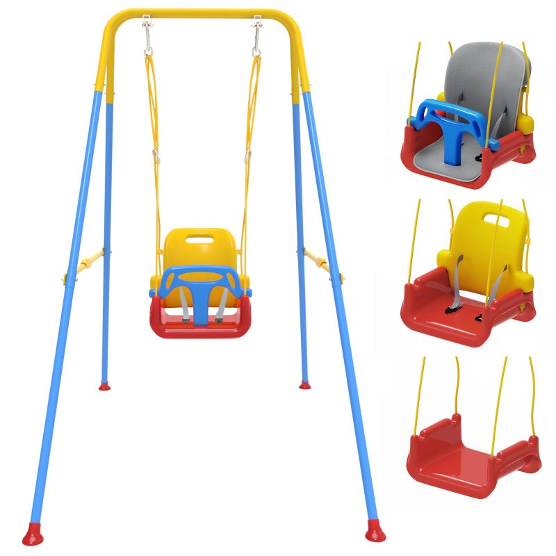 JWPEHOE Toddler Swing with Soft Cushion Foldable Indoor Outdoor Baby Swing Easy to Install Store for Backyard Play Blue - Image 2