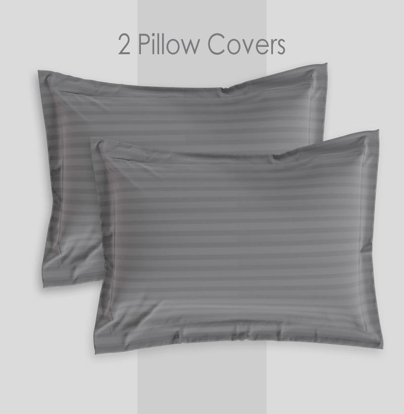 AVI 210TC Soft Luxury Satin Stripe Cotton Pillow Covers Set of 2, Envelope Closure Pillow Cases, Breathable Hotel Quality Pillowcover (20x36 Inches, Grey) - Image 4