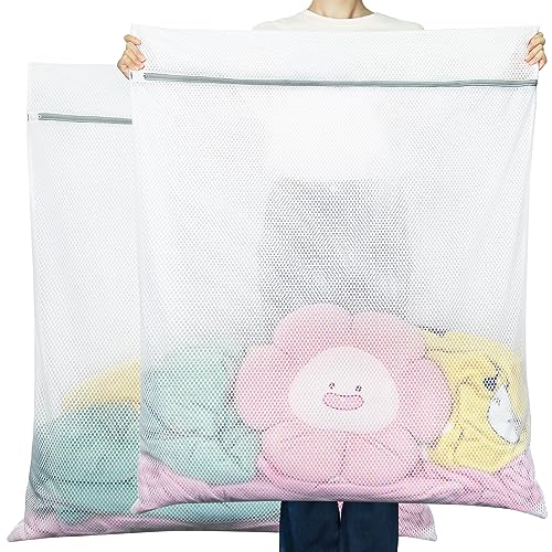 Vivifying Mesh Laundry Bags, 2 Pack XXXL Extra Large Honeycomb Laundry Bags with Zipper for Washing Machine, Coats, Stuffed Toys, Blanket, Sweater, Delicates Clothes - Image 1