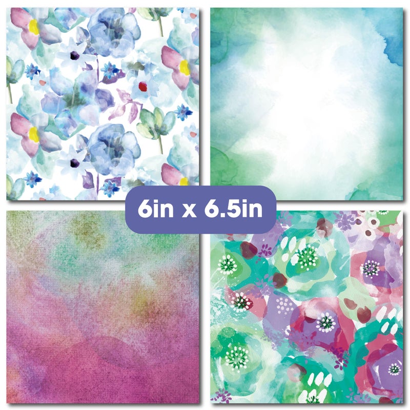 Desecraft 48 sheets 6 X 6.5 Scrapbooking Cardstock Decorative Paper Pack - Watercolor Flora - for Card Making Journaling Planner Origami Scrapbook Paper Scrapbook Materials Supplies - Image 4