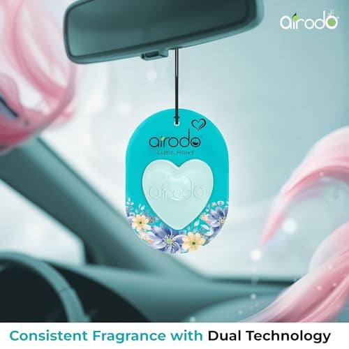 Airodo Little Heart Aqua Cool Car Hanging Perfume Air Freshener Gel | Lasts Upto 30 Days | Car Accessories | For Dashboard, Rearview Mirror & Interior | Toxin-Free | 7.5 ml (Pack of 4) - Image 5