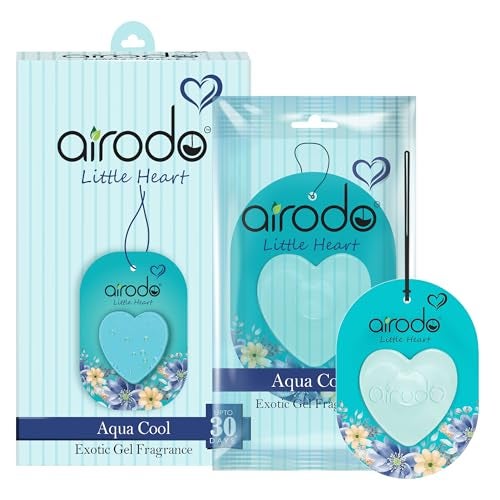 Airodo Little Heart Aqua Cool Car Hanging Perfume Air Freshener Gel | Lasts Upto 30 Days | Car Accessories | For Dashboard, Rearview Mirror & Interior | Toxin-Free | 7.5 ml (Pack of 4) - Image 3