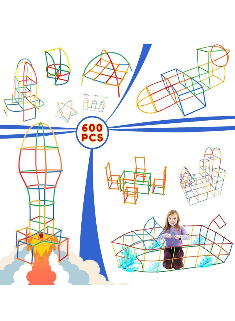 Straw Construction Toys Set - 600 Piece Building Blocks Kit for Kids and Toddlers - Image 2